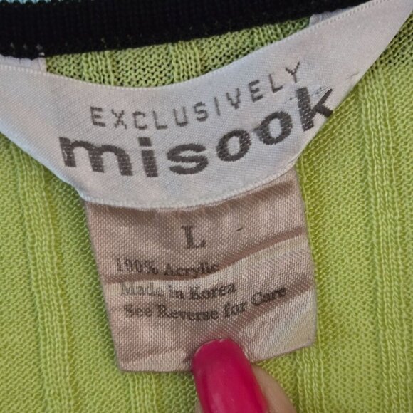 Misook Colorblock Striped Ribbed Open Front Cardigan Sweater Size L - Picture 5 of 5